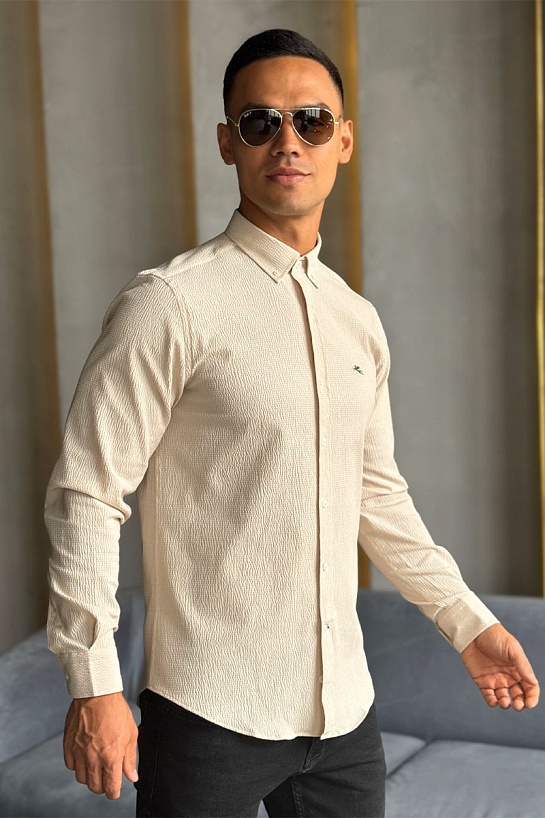 Мужская бежевая рубашка Etro Pegasus logo