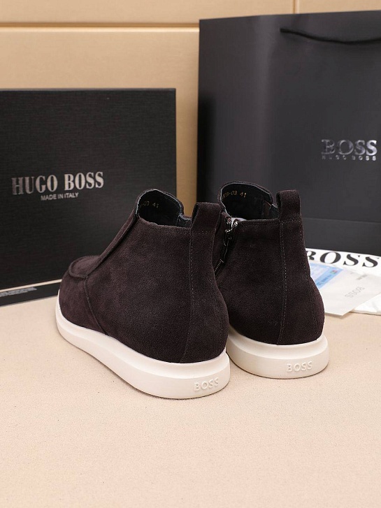 Замшевые лоферы с мехом Hugo Boss high-top - Brown