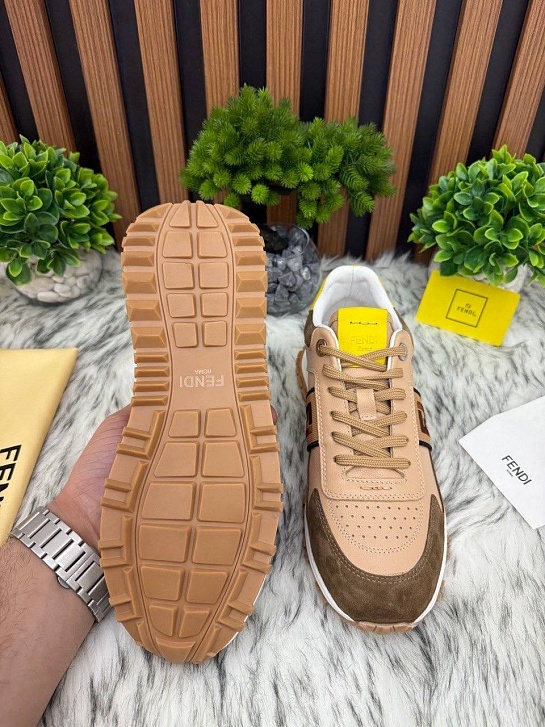 Мужские кроссовки Fendi FF logo - Brown