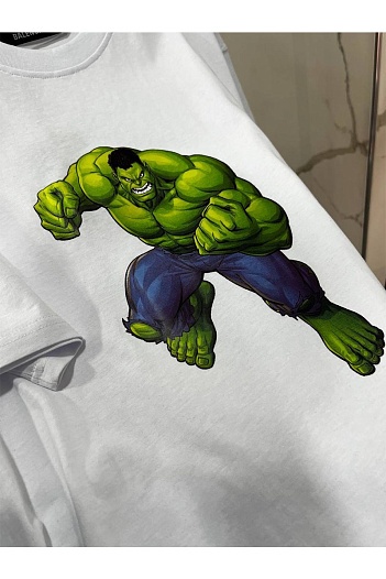 Белая оверсайз футболка Balenciaga Hulk   
