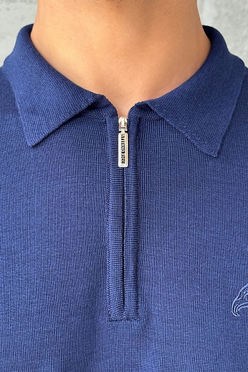 Мужское поло Stefano Ricci Eagle zip-neck - Navy   