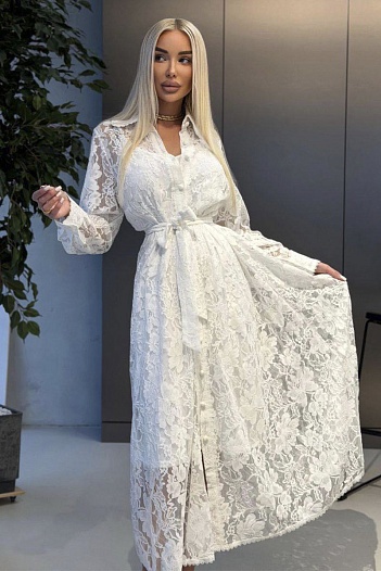 Женское кружевное платье белого цвета Zimmermann premium   