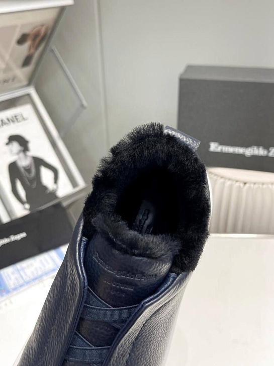 Кроссовки с мехом Ermenegildo Zegna Triple Stitch - Navy