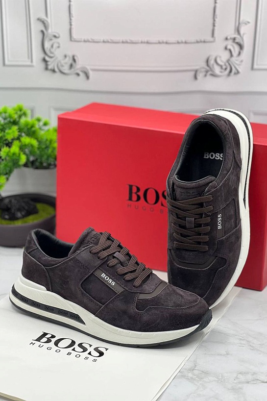 Мужские замшевые кроссовки Hugo Boss - Brown