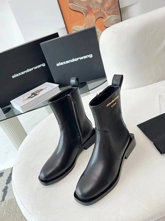 Женские кожаные ботинки Alexander Wang чёрного цвета