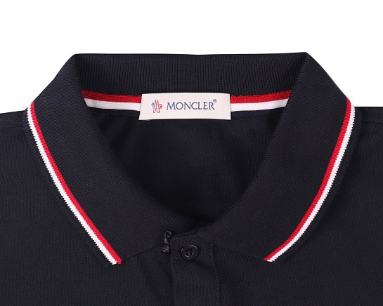 Мужское поло серого цвета Moncler logo-patch