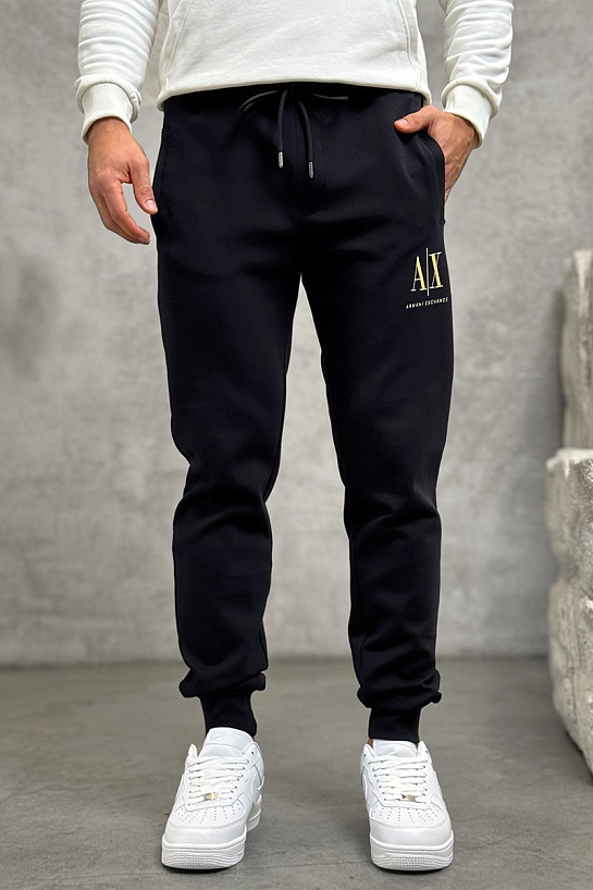 Чёрные спортивные штаны Armani Exchange gold embroidery