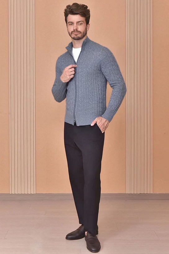 Кашемировый свитер Loro Piana Premium zip-up - Grey