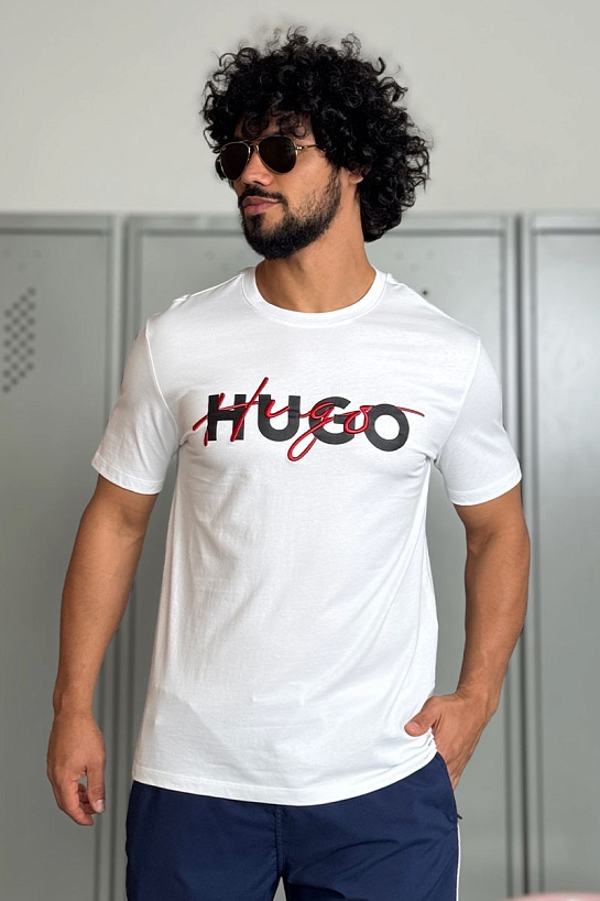 Футболка белого цвета Hugo Boss Dakaishi double logo