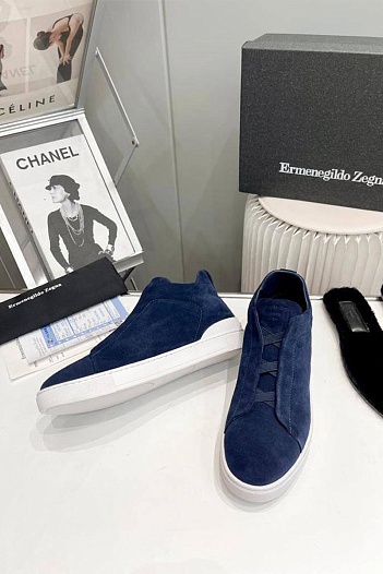 Кроссовки с мехом Ermenegildo Zegna Triple Stitch - Navy   