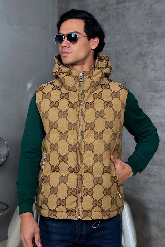 Мужской бежевый жилет Gucci GG Monogram