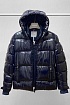 Утеплённый брендовый пуховик Moncler тёмно-синего цвета