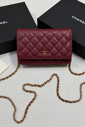 Кожаная сумка Chanel Wallet on Chain premium 19x12x4 см   