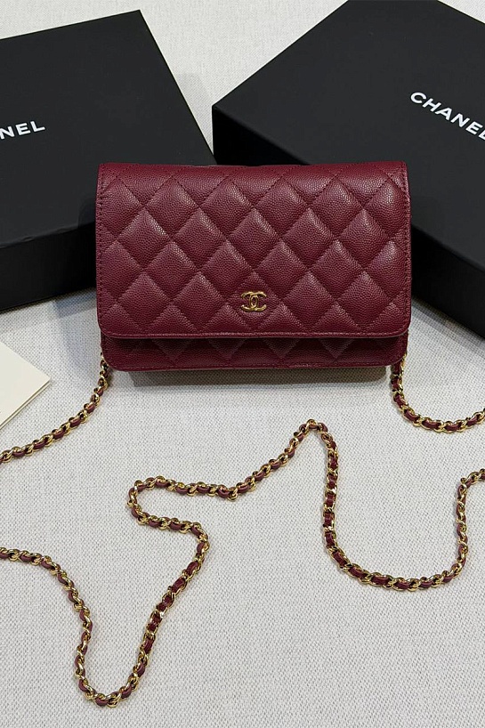 Кожаная сумка Chanel Wallet on Chain premium 19x12x4 см