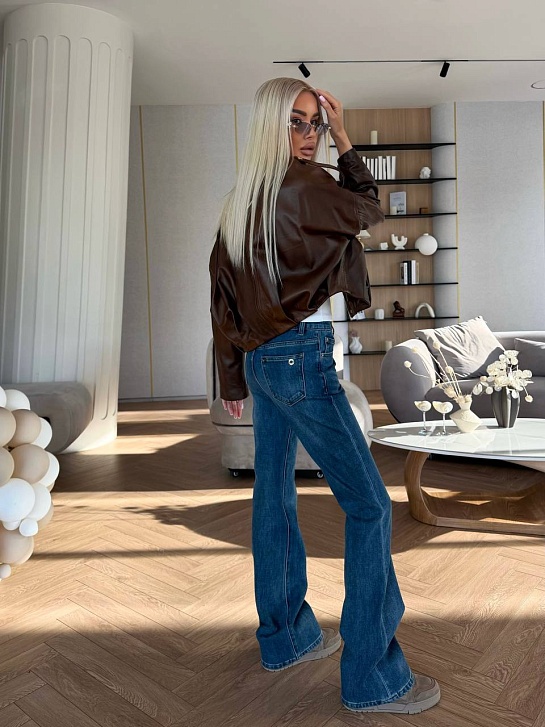 Синие женские джинсы клёш  Loro Piana premium