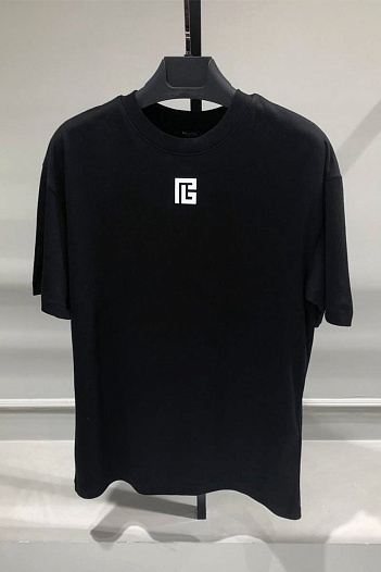 Футболка чёрного цвета Balmain Paris logo-print   