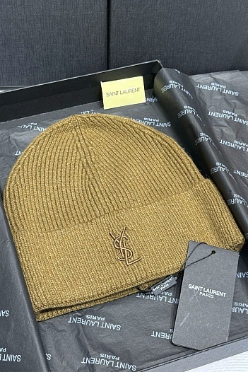 Шапка Yves Saint Laurent logo-embroidered premium - Brown   
