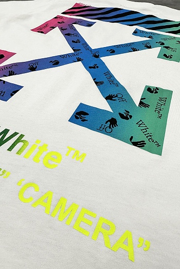 Белая оверсайз футболка Off-White Flash Date Camera   