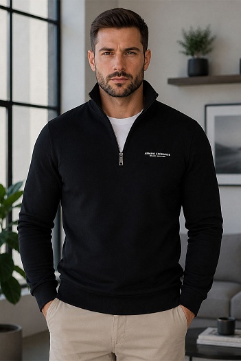 Мужской джемпер Armani Exchange zip-neck - Black   