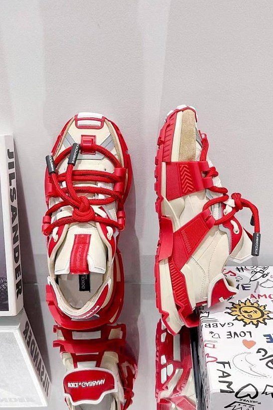 Комбинированные кроссовки Dolce & Gabbana Space - Beige / Red
