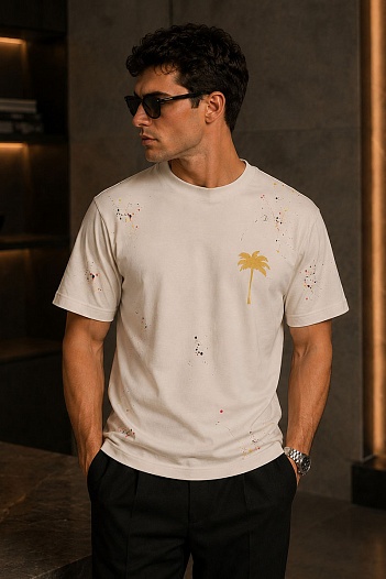 Оверсайз футболка Palm Angels paint splatter - White   