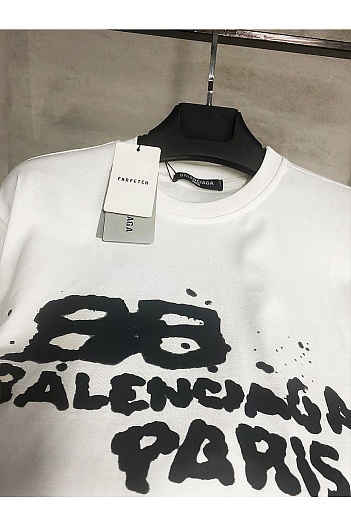 Футболка белого цвета Balenciaga Hand Drawn BB   