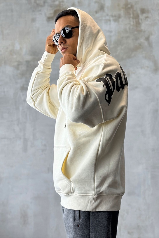 Утеплённое оверсайз худи Palm Angels Classic Logo - White