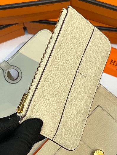Кожаный кошелёк Hermes Dogon Duo - White 19.5x12 см   