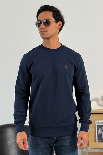 Мужской тёмно-синий свитшот Moncler logo-print   