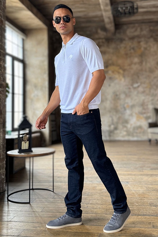 Мужское поло Stefano Ricci Eagle zip-neck - White