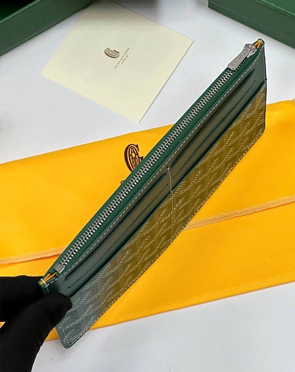 Кожаный кошелек Goyard Insert Louise Premium 21x11см - Green   