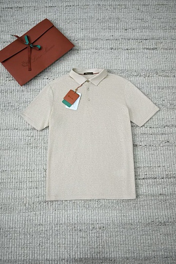 Мужское тёмно-бежевое поло Loro Piana premium   