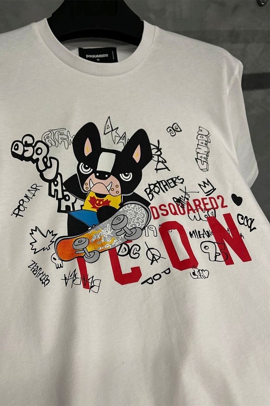 Белая оверсайз футболка Dsquared2 graffiti-print