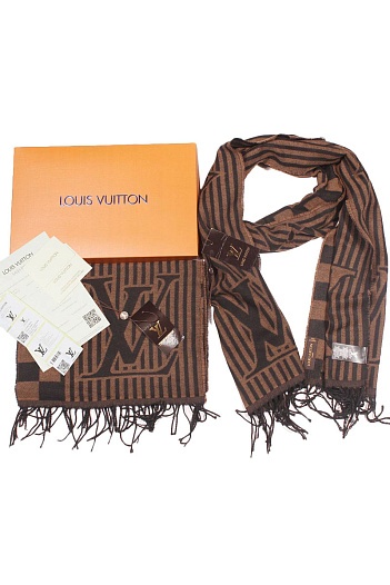Мужской коричневый шарф Louis Vuitton 185x35 см   