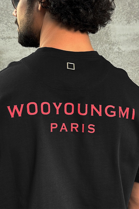 Чёрная оверсайз футболка Wooyoungmi logo patch