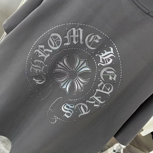 Серая оверсайз футболка Chrome Hearts Premium   