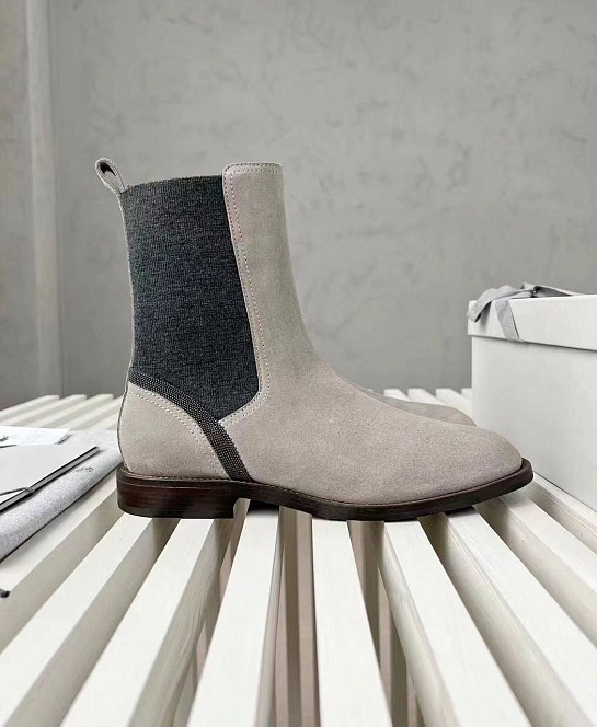 Женские замшевые ботинки Brunello Cucinelli Premium - Grey