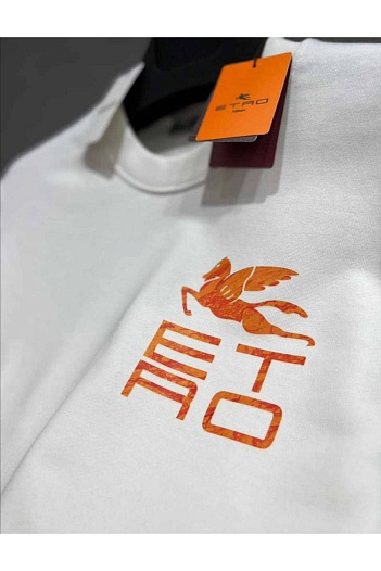 Мужская кофта Etro белого цвета logo-print   