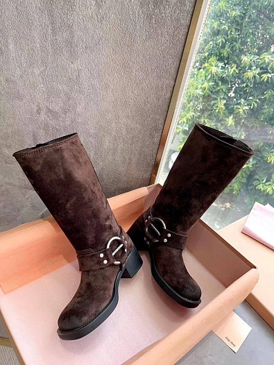 Женские замшевые сапоги MIU MIU Ankle Premium   