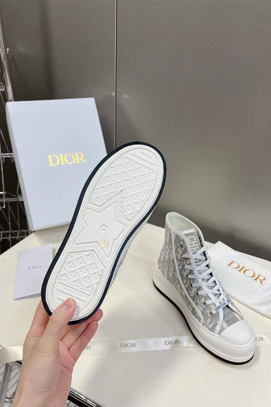 Женские высокие кеды на платформе Dior Walk'n'  - Grey