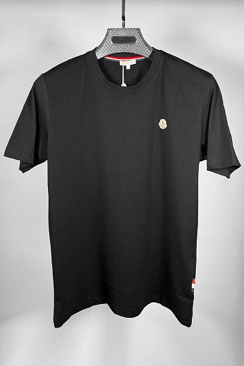 Брендовая мужская футболка Moncler чёрного цвета   