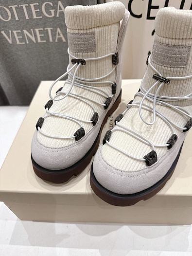 Женские ботинки с мехом Brunello Cucinelli premium - White   