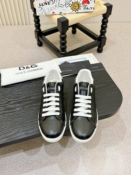 Кожаные кроссовки чёрного цвета Dolce & Gabbana Portofino