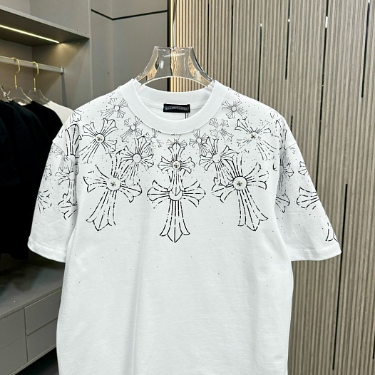 Белая оверсайз футболка Chrome Hearts Premium   