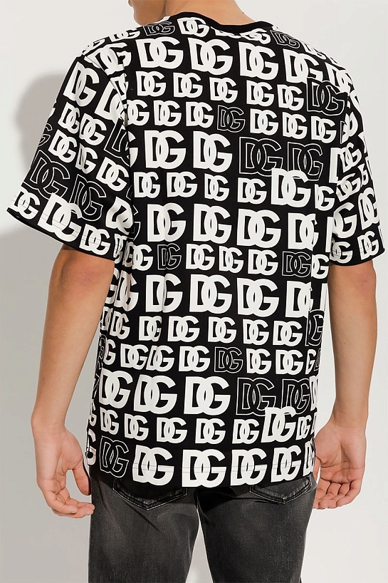 Чёрная футболка Dolce & Gabbana monogram all-over