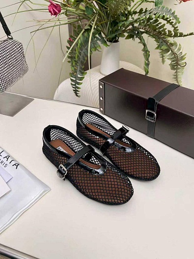 Женские плетёные балетки Alaia Fishnet Ballet premium   