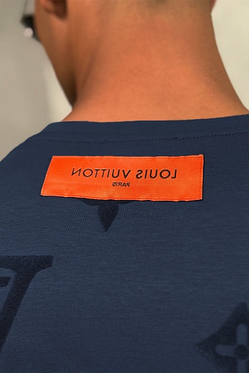 Тёмно-синяя мужская футболка Louis Vuitton Monogram All-over   