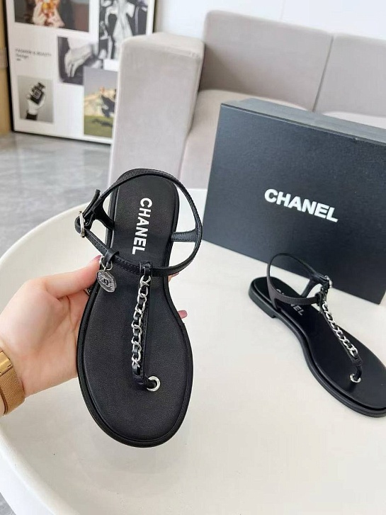 Женские кожаные сандалии Chanel Classic Flap Premium - Black