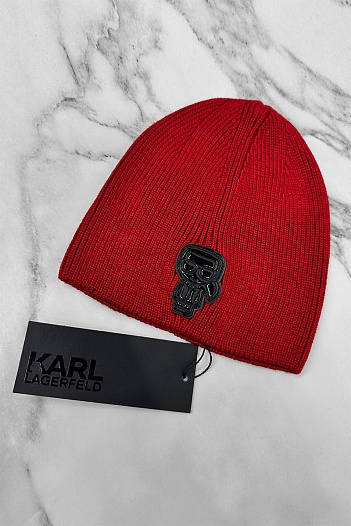 Мужская шапка красного цвета Karl Lagerfeld logo-patch   