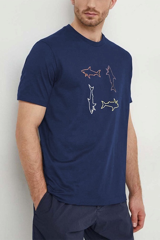 Мужская тёмно-синяя футболка Paul & Shark logo-print